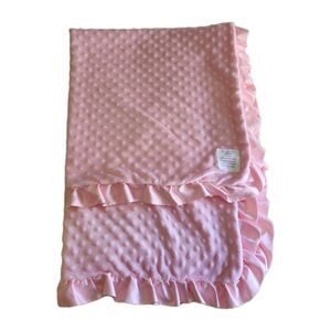 Carters Blanket Child of Mine Pink Satin Trim Minky Blanket Lovey Ruffle